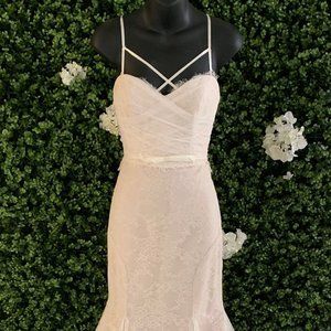 Hayley Paige Lourdes Size 6 Champagne Fit & Flare